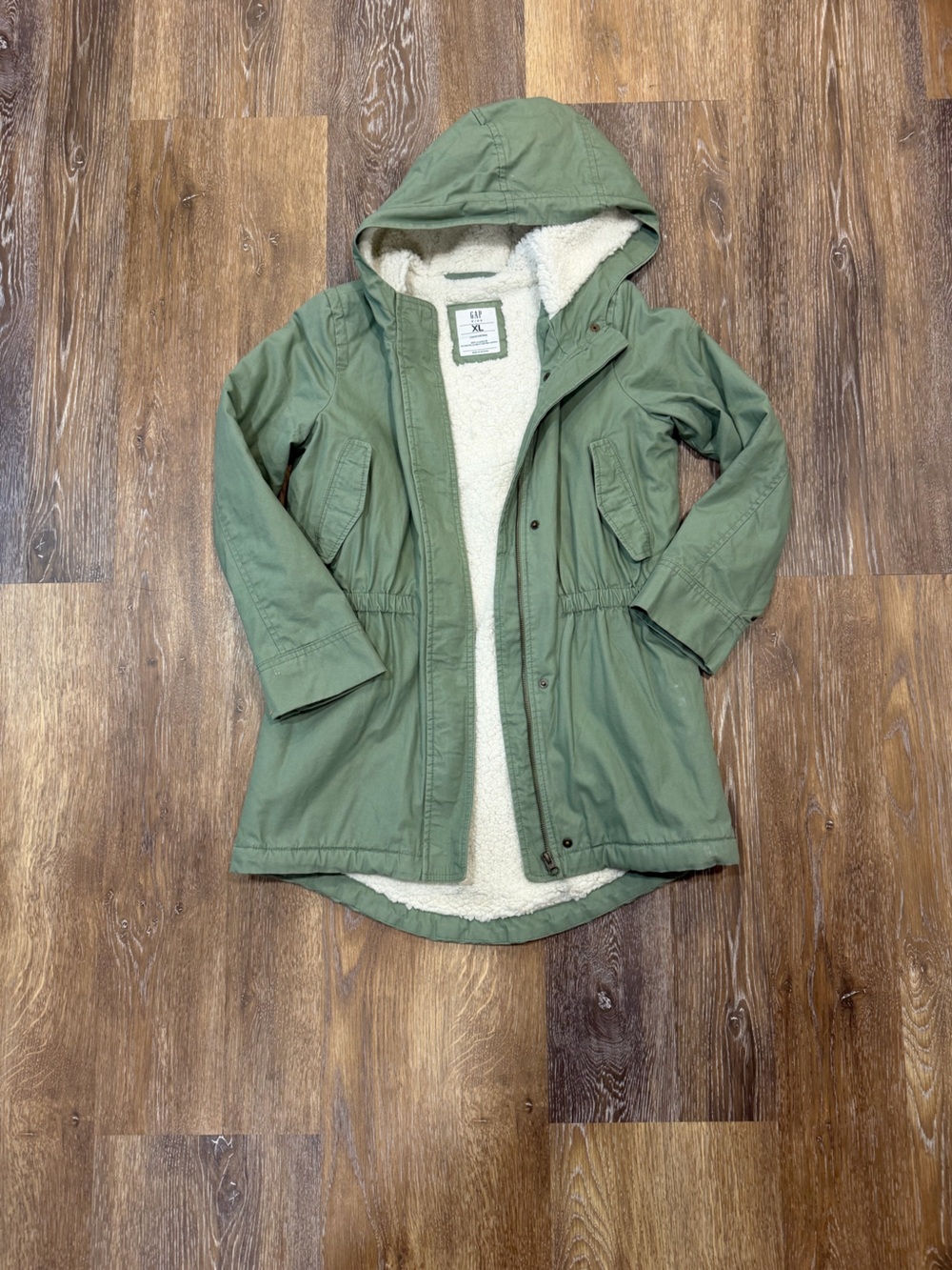 GAP Olive Green Hooded Sherpa-Lined Field Jacket